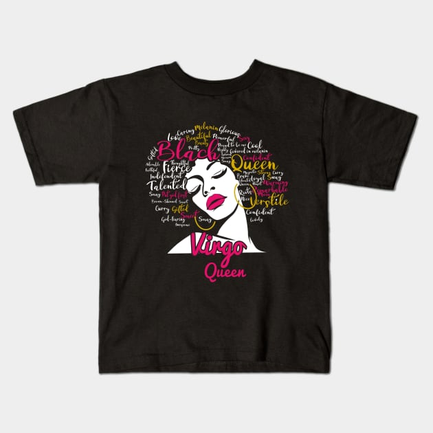 Virgo Queen Funny Birthday Gift for Black Women Girl Kids T-Shirt by easleyzzi